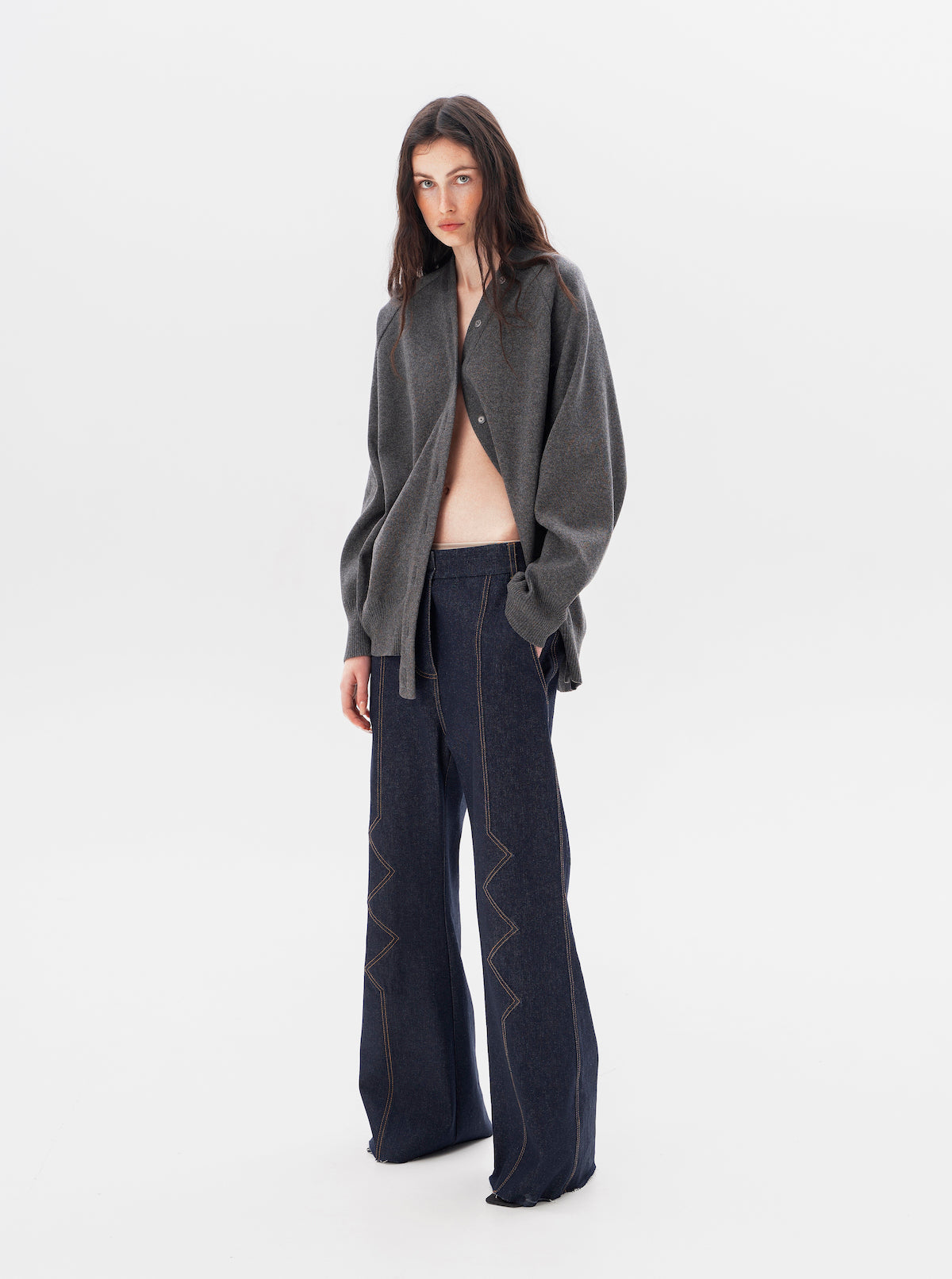 GREY-INSET JEANS