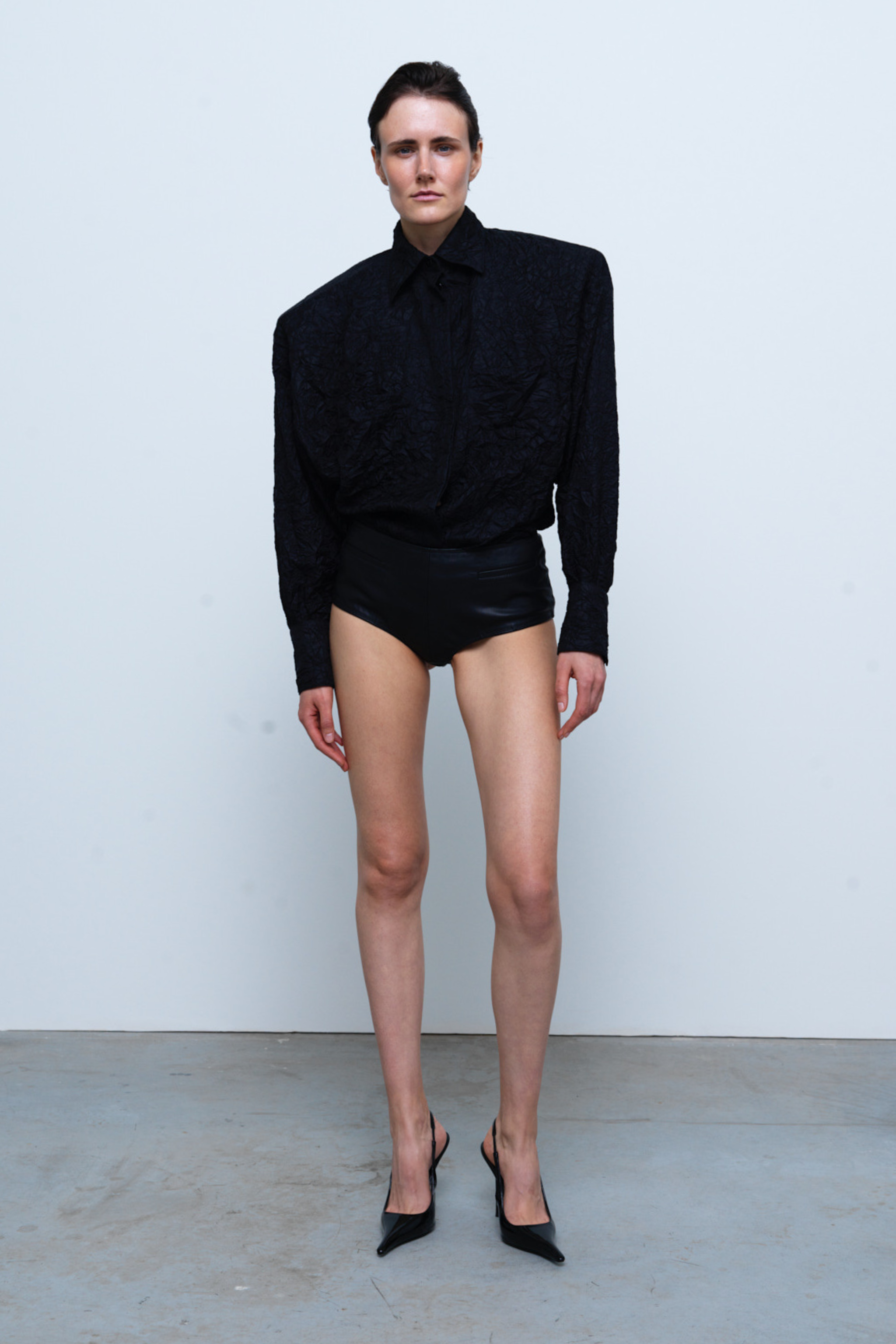 TROUSERS#06 — Faux Leather Micro Shorts