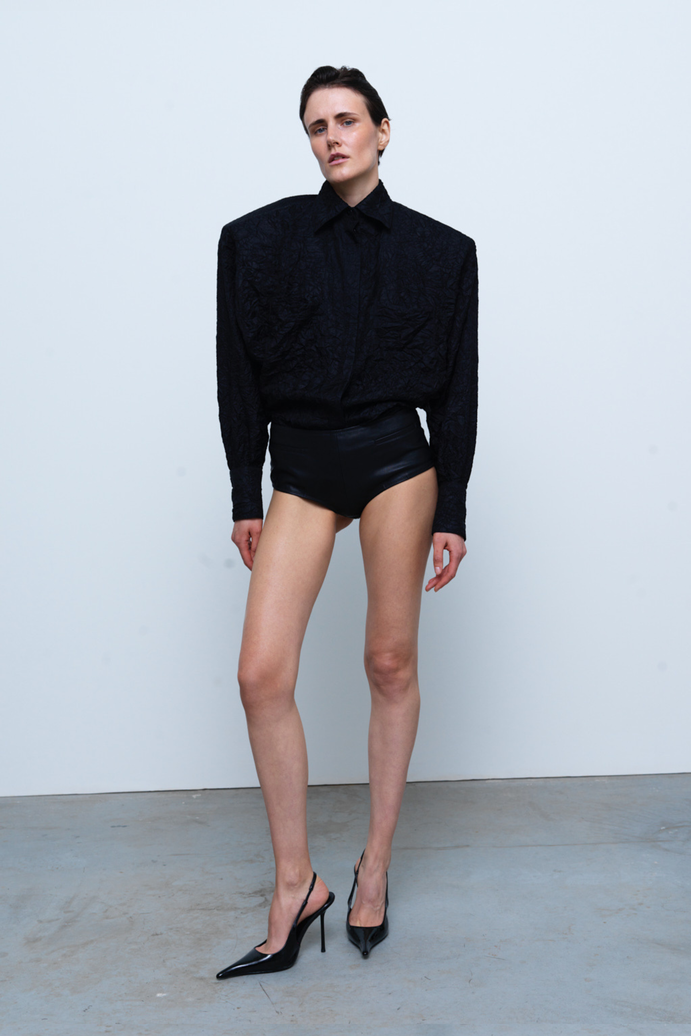 TOP#02 — Crinkled-Effect Shirt