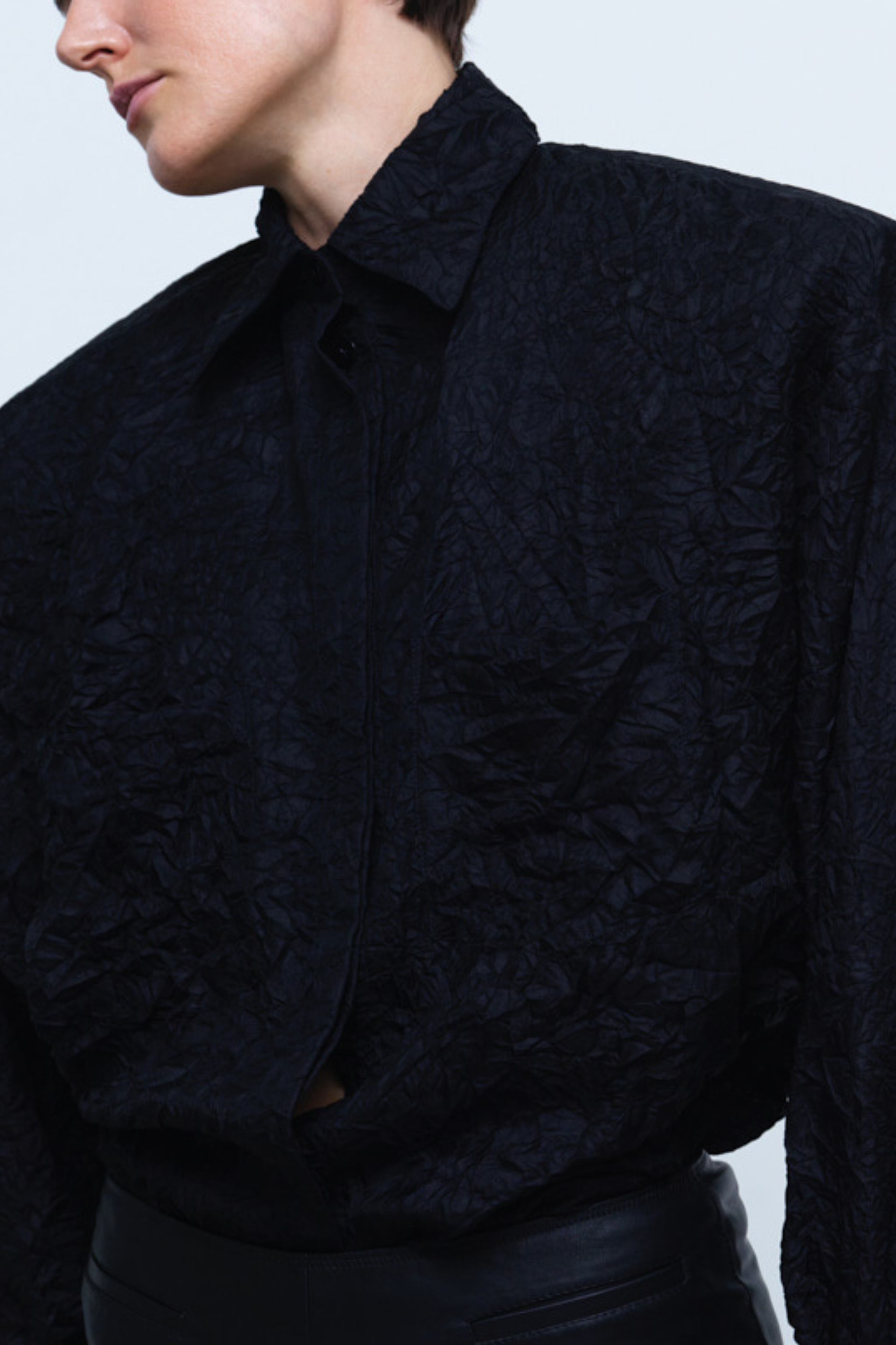 TOP#02 — Crinkled-Effect Shirt