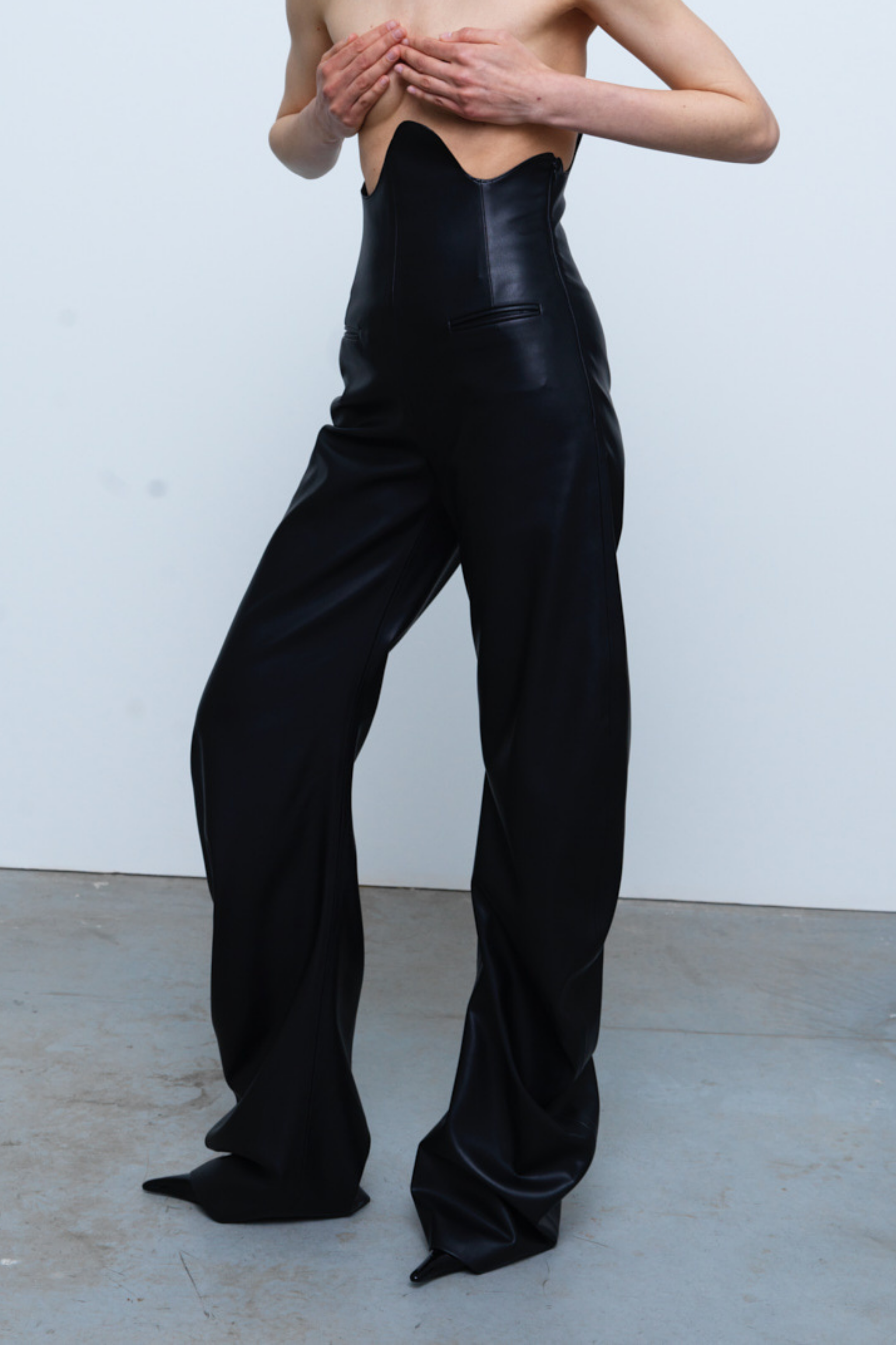 TROUSERS#01 — High Waist Faux Leather Trousers