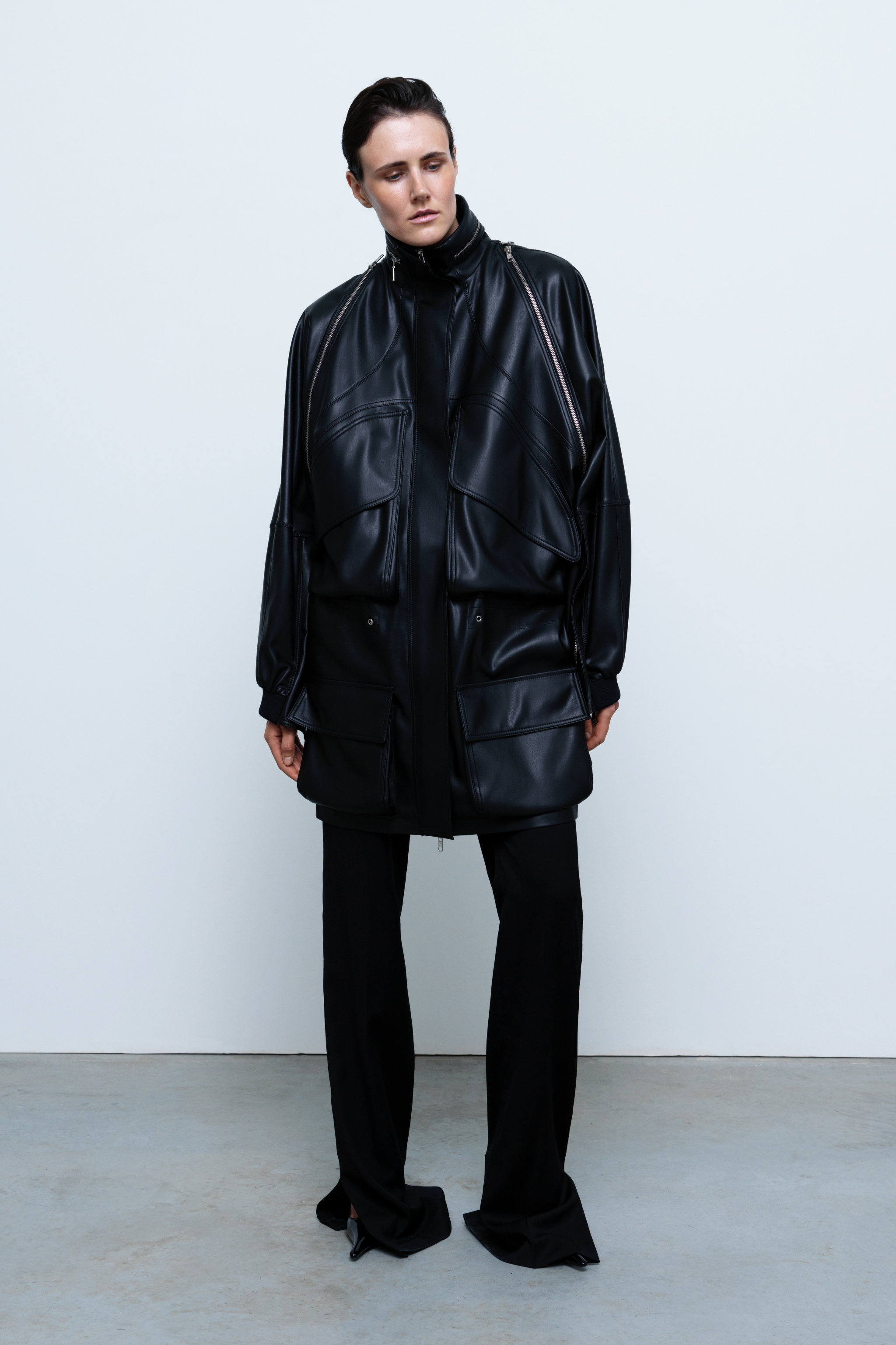 JACKET#06 — Convertible Faux-Leather Jacket