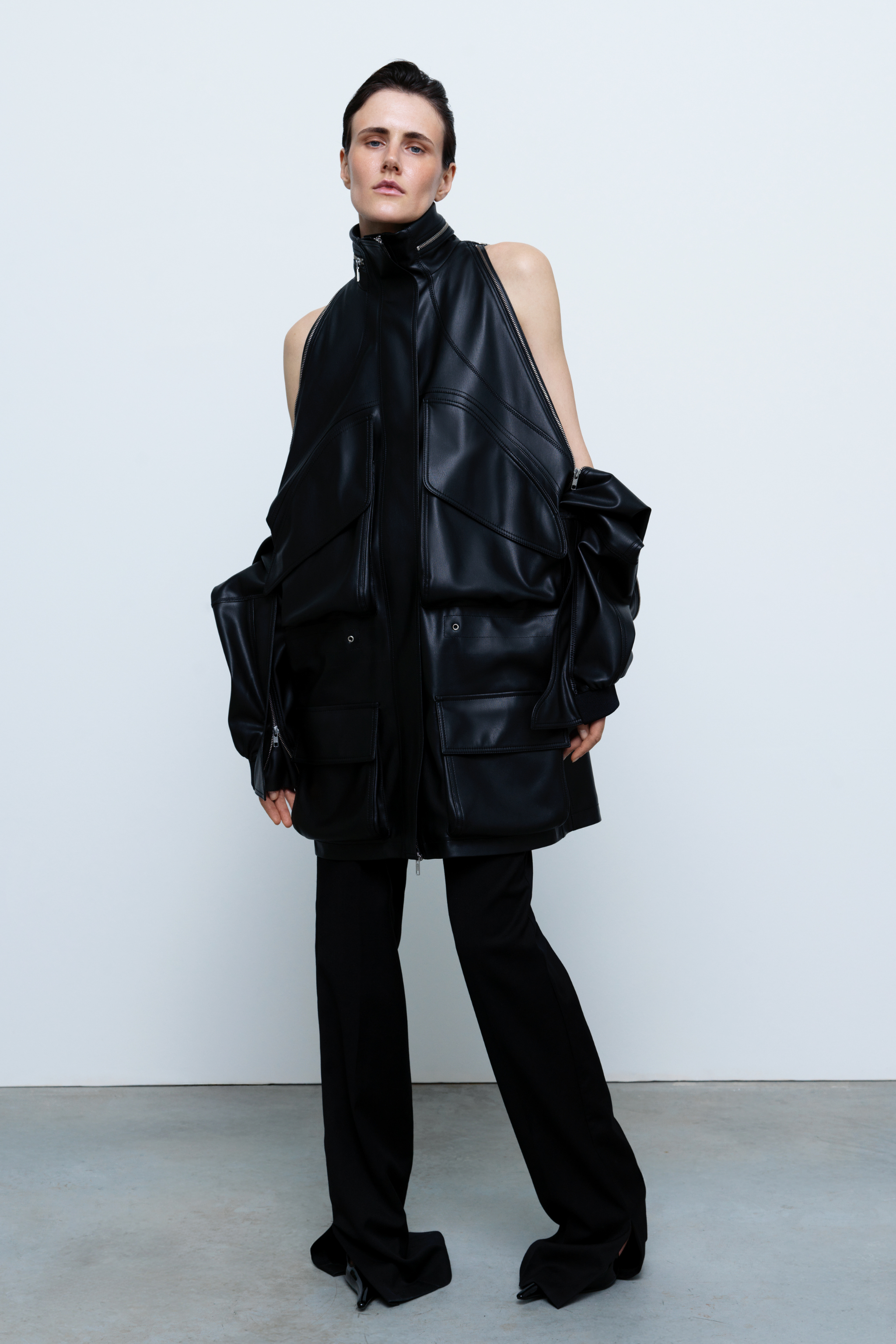 JACKET#06 — Convertible Faux-Leather Jacket