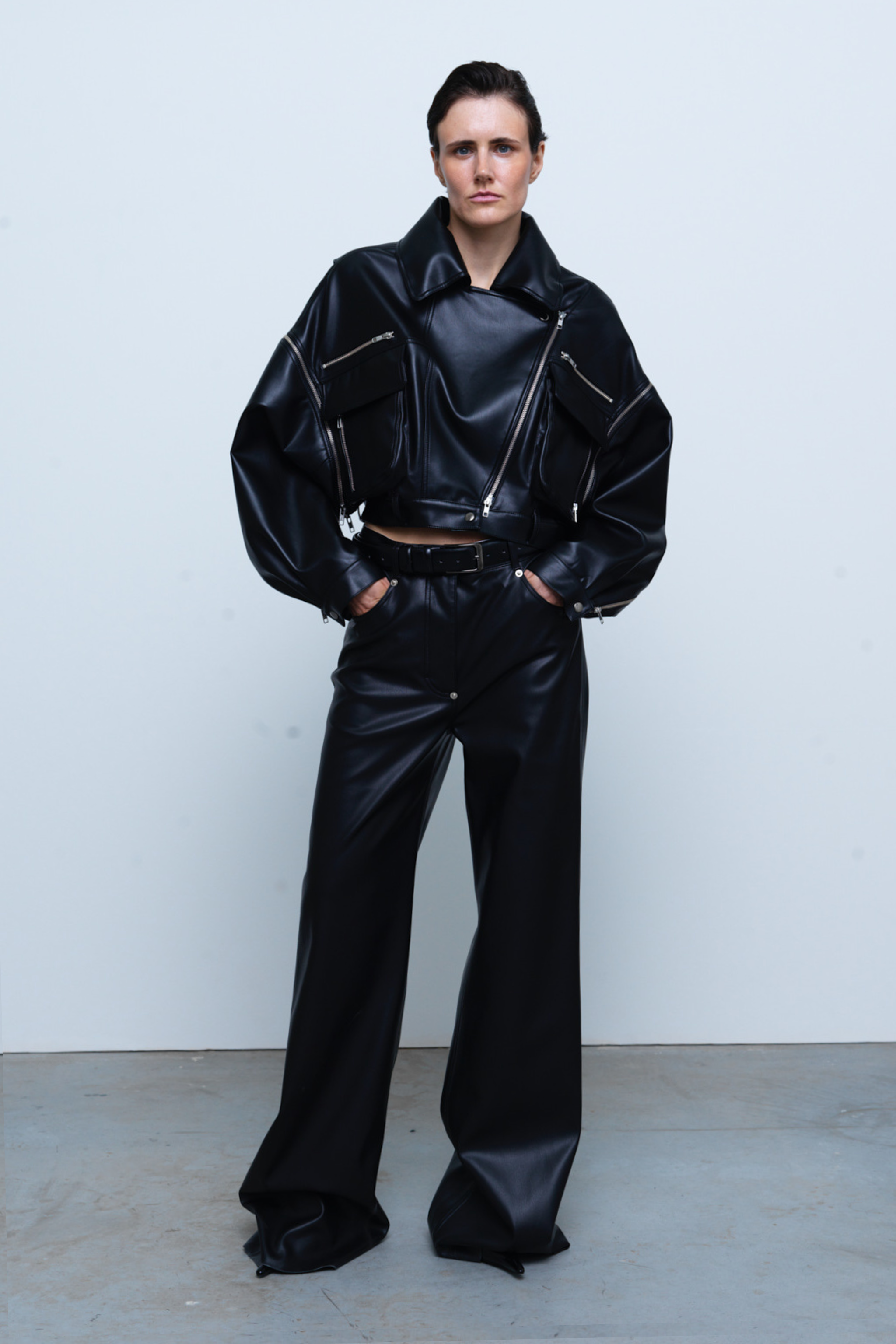 JACKET#09 — Convertible Faux Leather Jacket