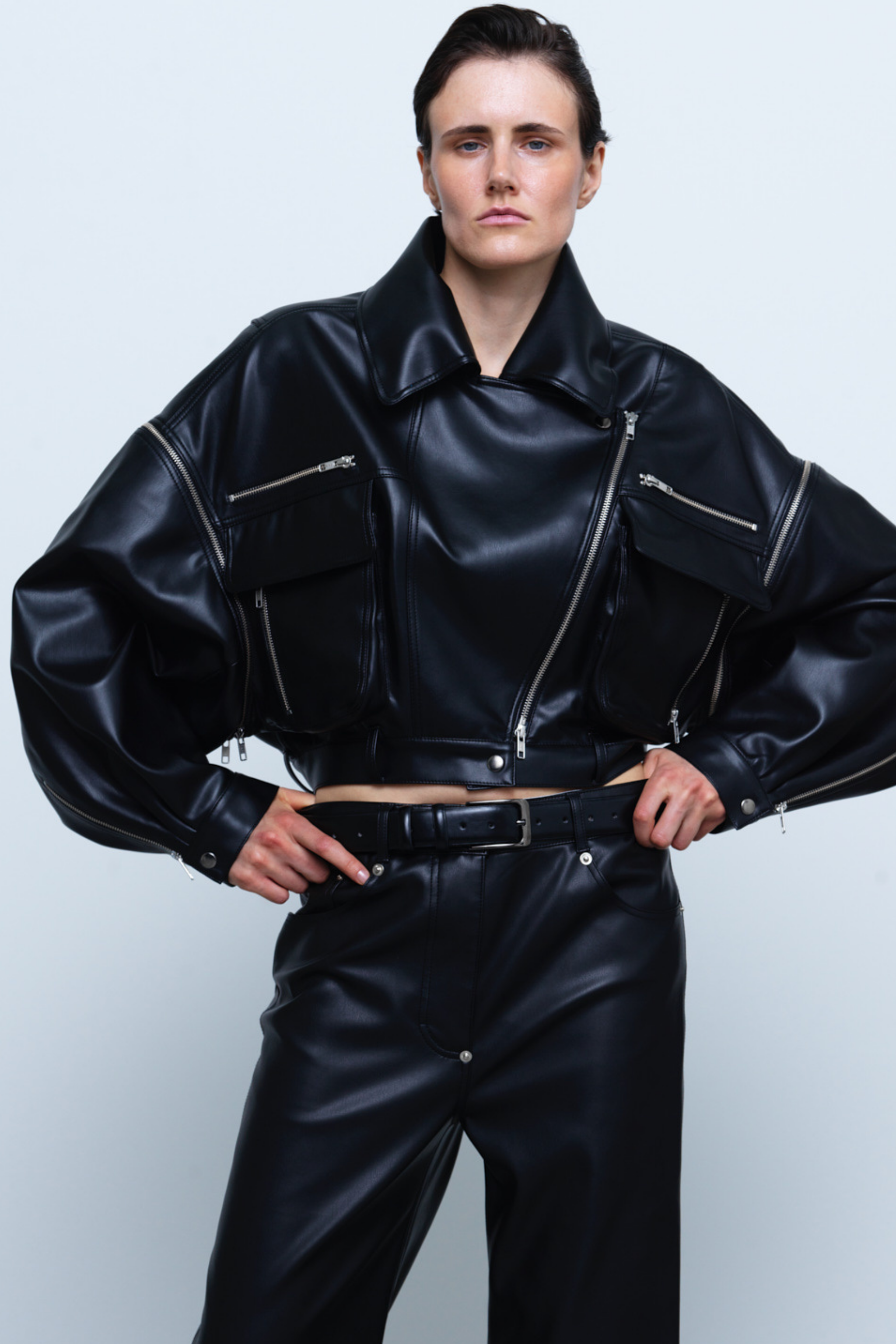 JACKET#09 — Convertible Faux Leather Jacket