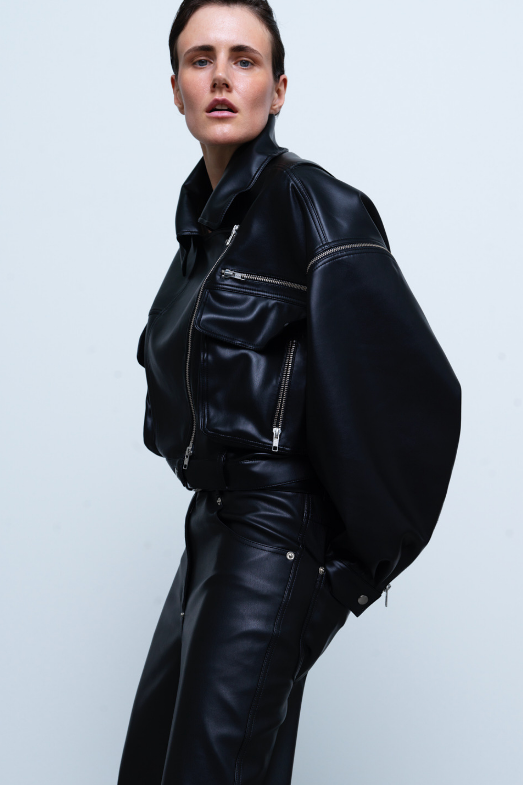 JACKET#09 — Convertible Faux Leather Jacket