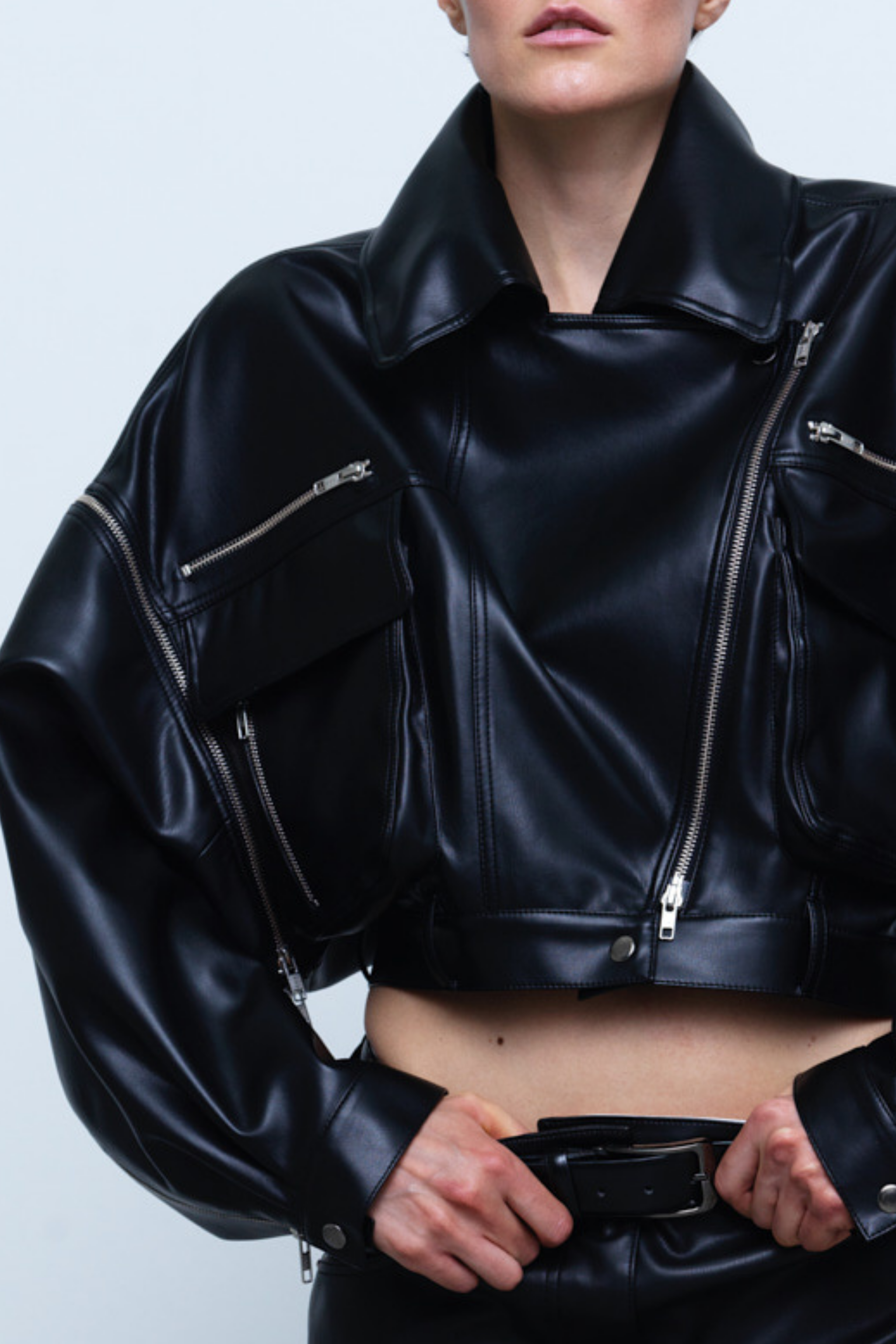 JACKET#09 — Convertible Faux Leather Jacket