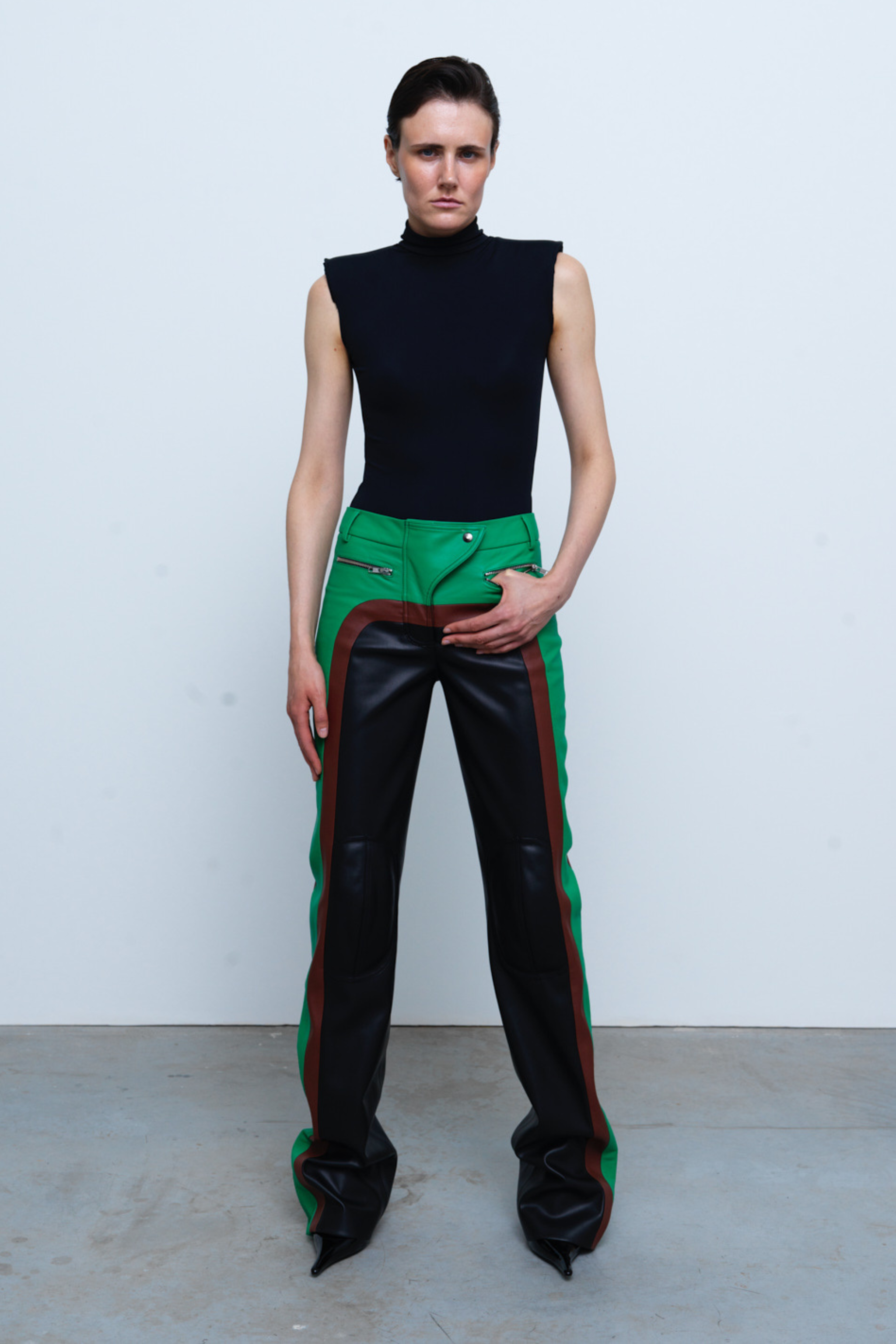 TROUSERS#05 — Faux Leather Patchwork Trousers