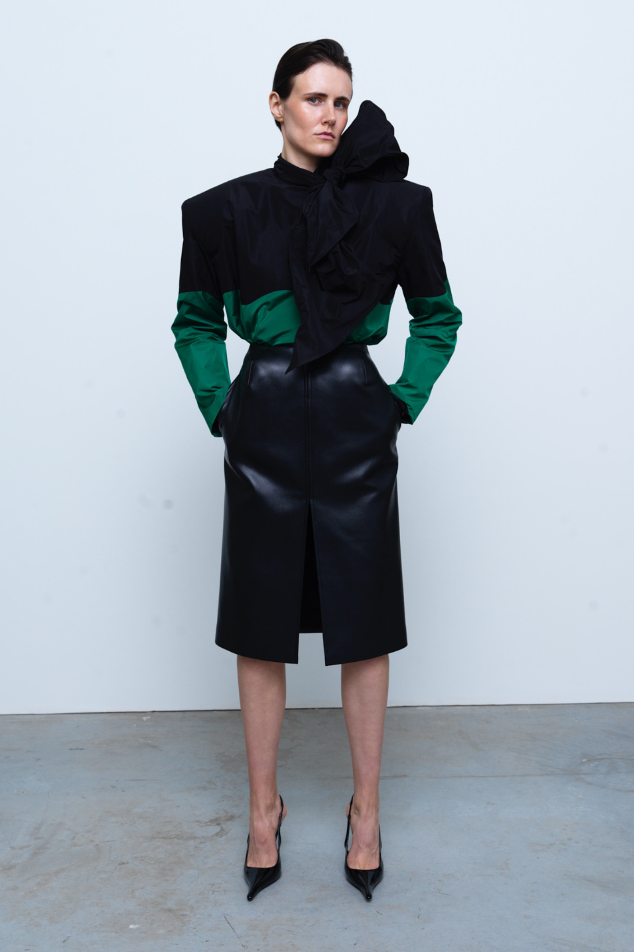 SKIRT#08 — Faux Leather Skirt with Hip Pads