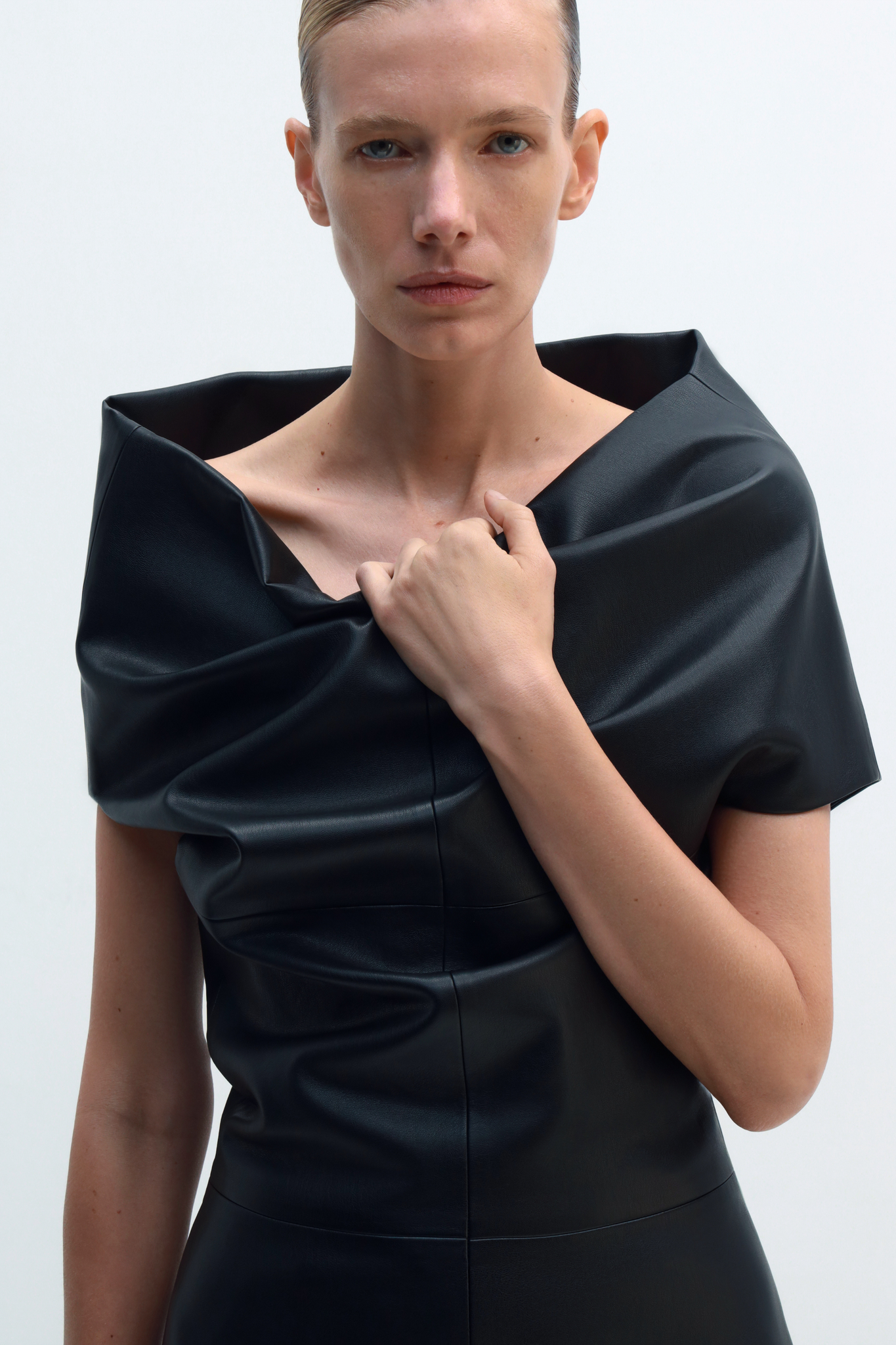 leather fitted dress Women's Black Curve Faux Leather Fitted Dresses