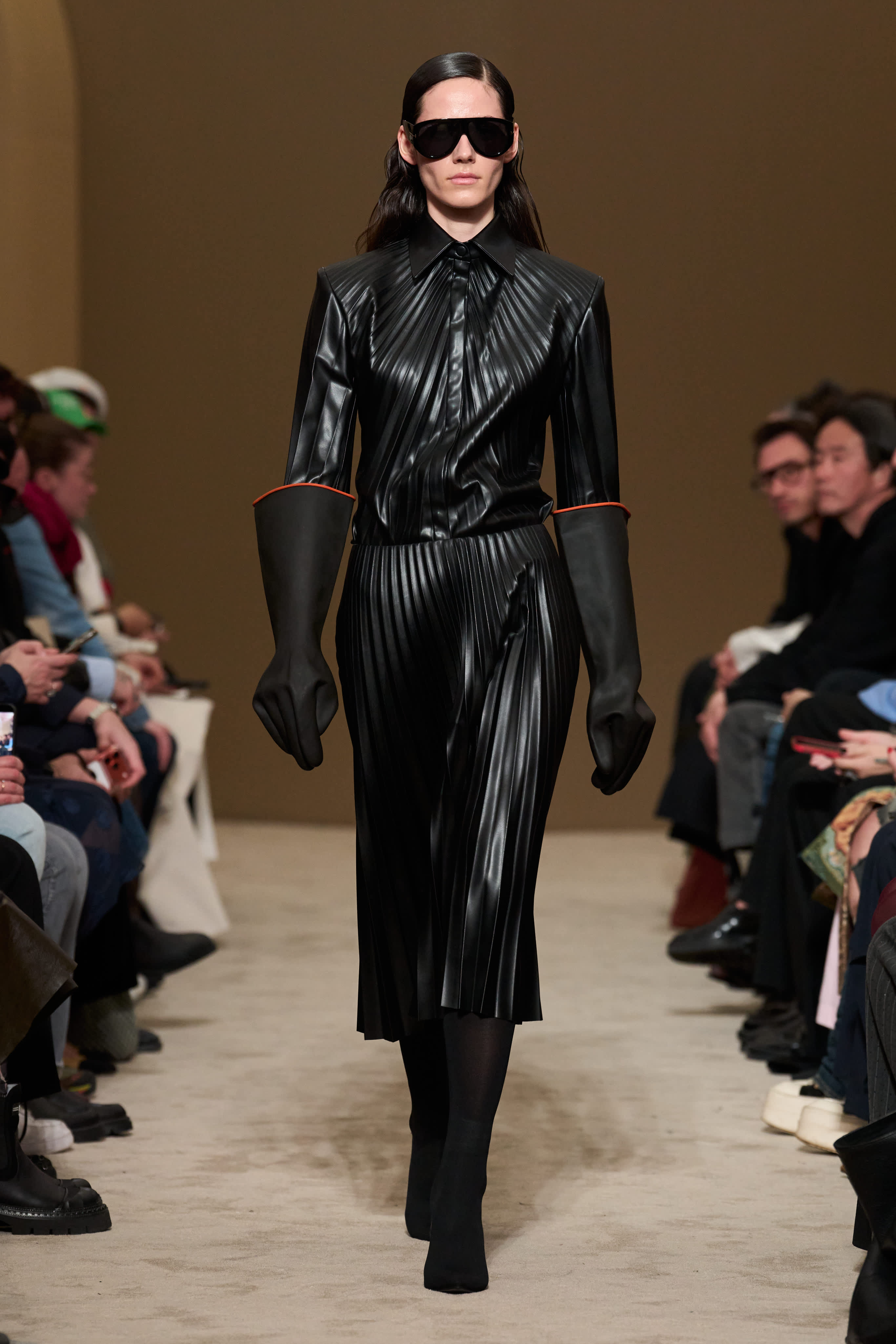 TOP#13 — Pleated Faux Leather Shirt