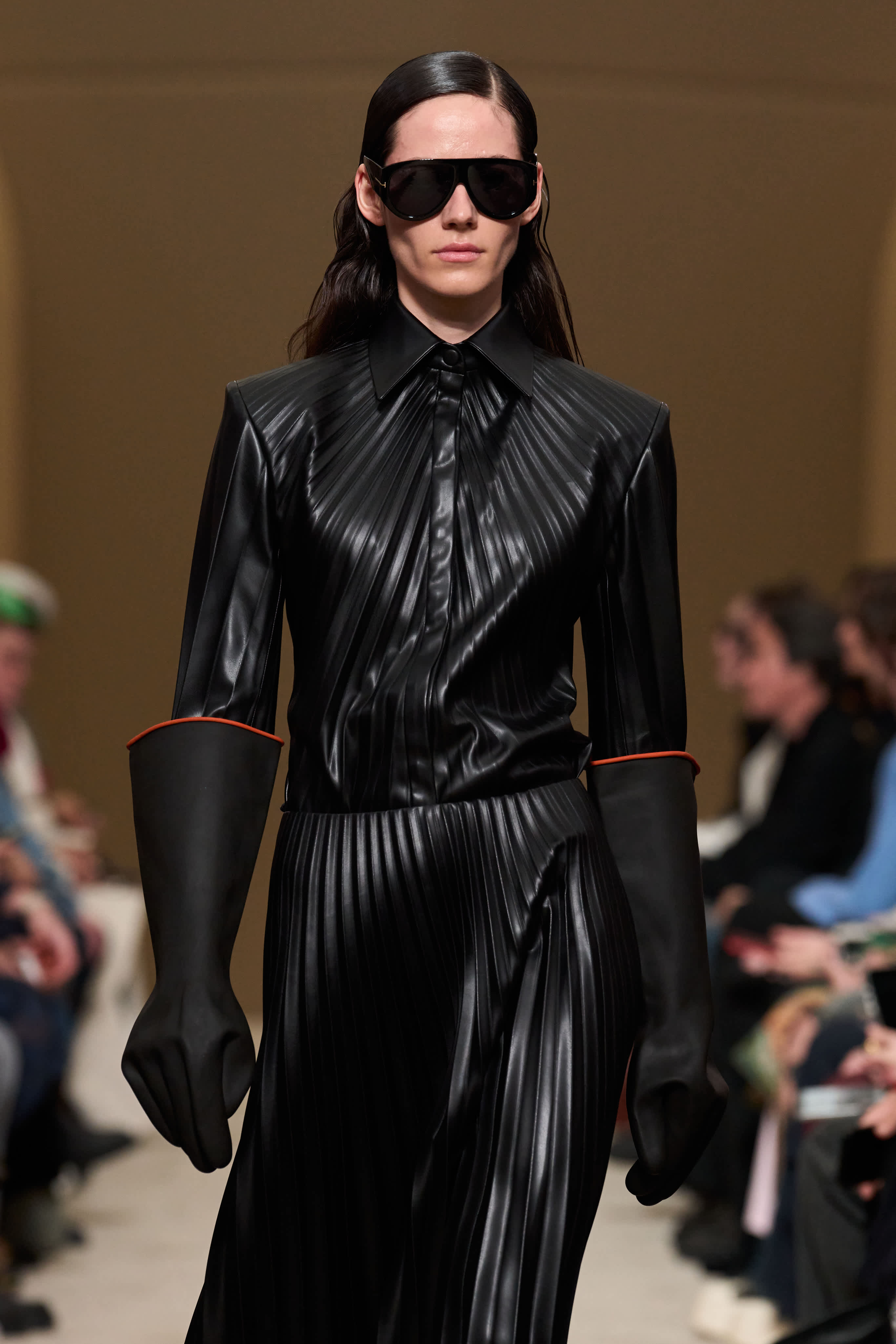 TOP#13 — Pleated Faux Leather Shirt