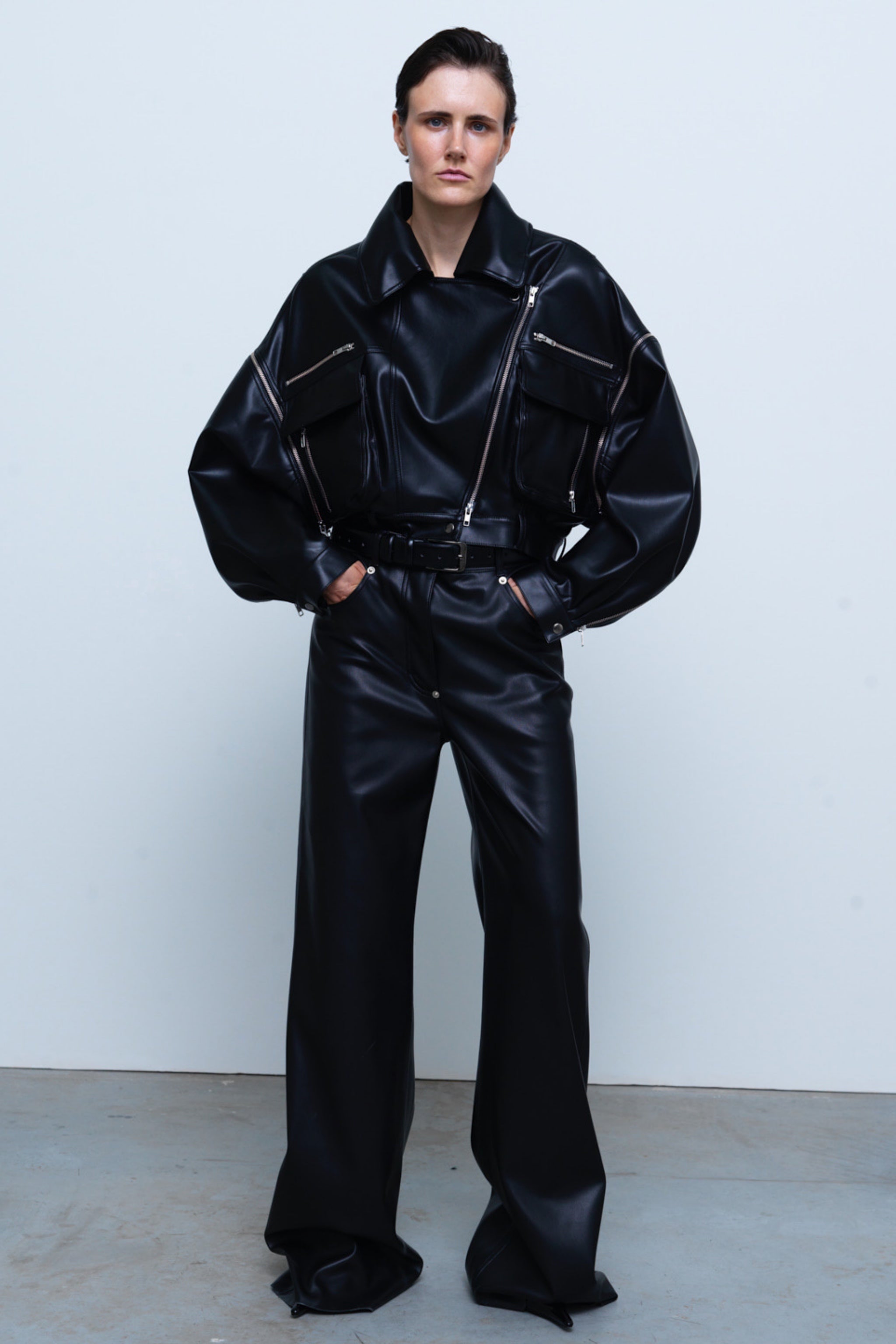 TROUSERS#02 — Relaxed Fit Faux Leather Trousers