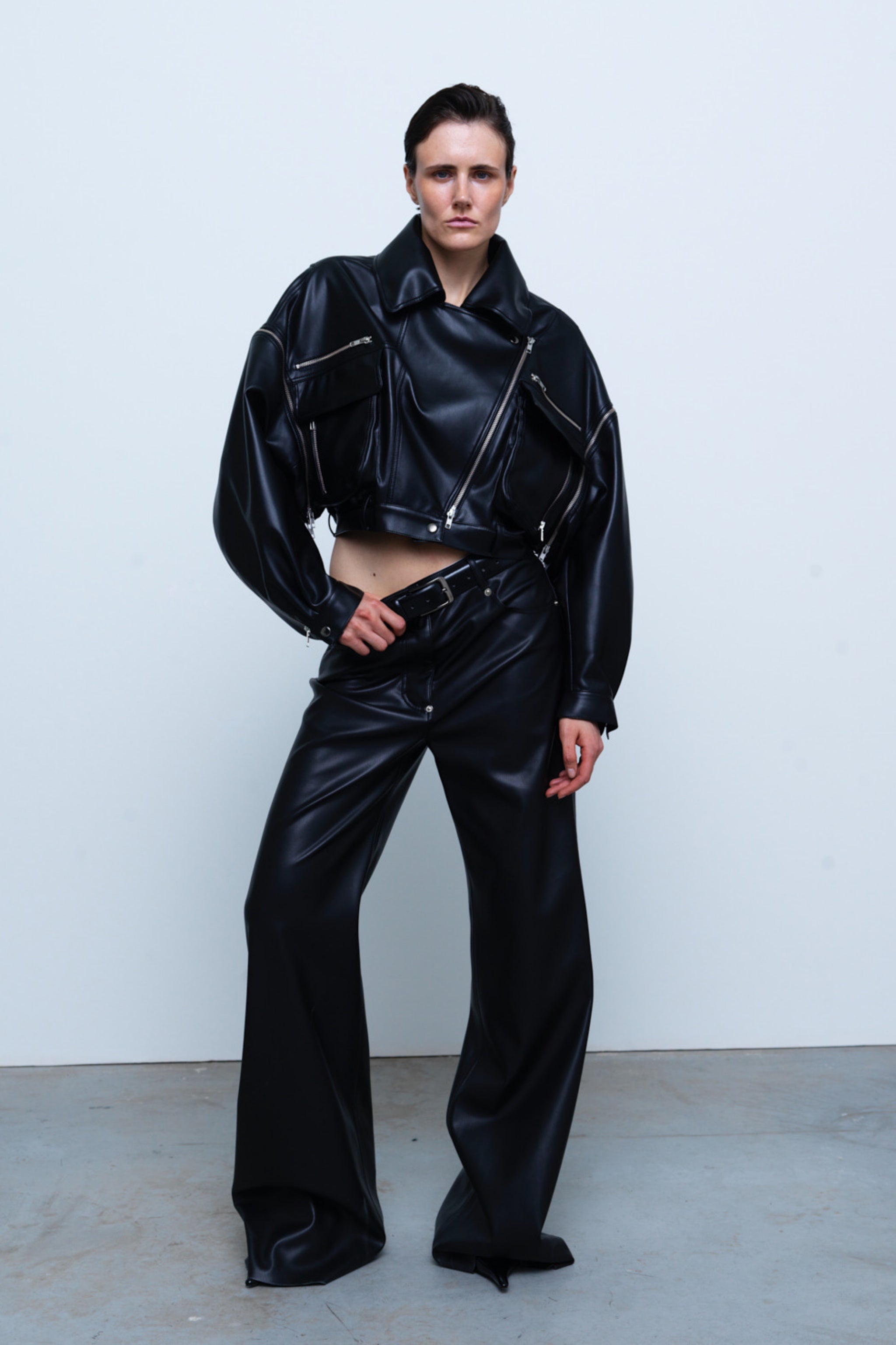 JACKET#09 — Convertible Faux Leather Jacket