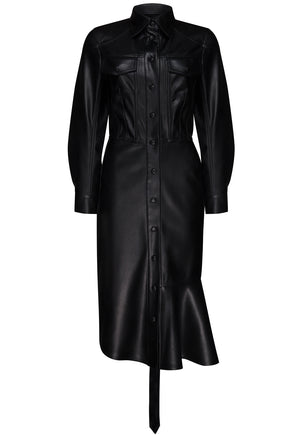 SHIRT DRESS WITH PLEATED BOTTOM